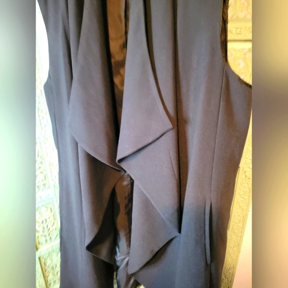 Saks 5th Avenue | Asymmetrical Draped Vest Duster | Black | Size XL - Picture 7 of 15